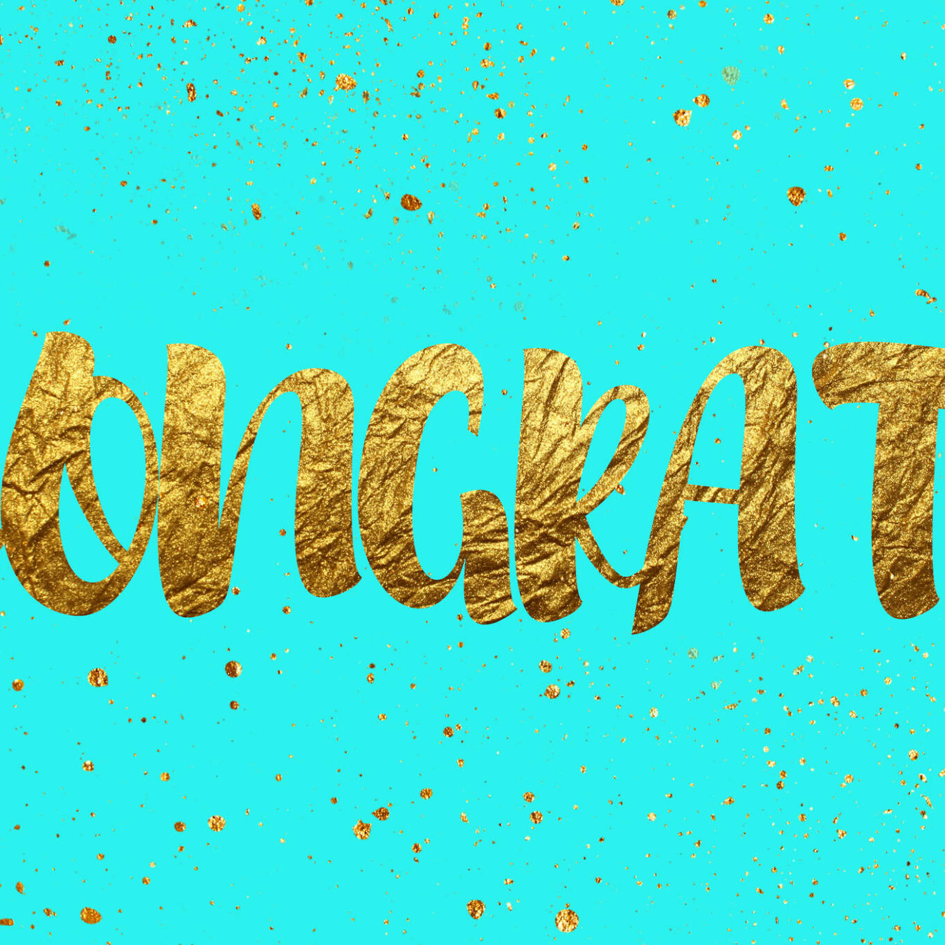 The image features the word "CONGRATS" written in large, textured gold letters against a bright teal background with scattered gold splashes, celebrating the 2021 IACAC Scholarship Winners.