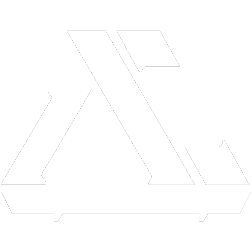 The image displays the Lambda logo, featuring a stylized white uppercase Greek letter lambda (Λ) on a black background. The letter is set at an angle, appearing to lean slightly to the right.