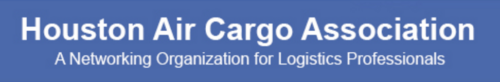 A blue banner with white text reading "Houston Air Cargo Association" followed by "A Networking Organization for Logistics Professionals" below it.